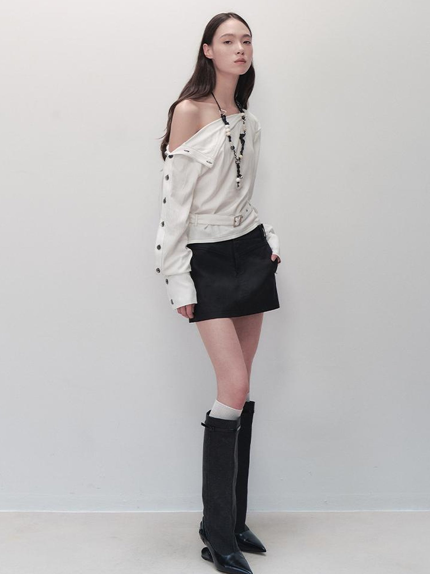AnnoMundi Adjustable Belted Shirt With Convertible Cuffs