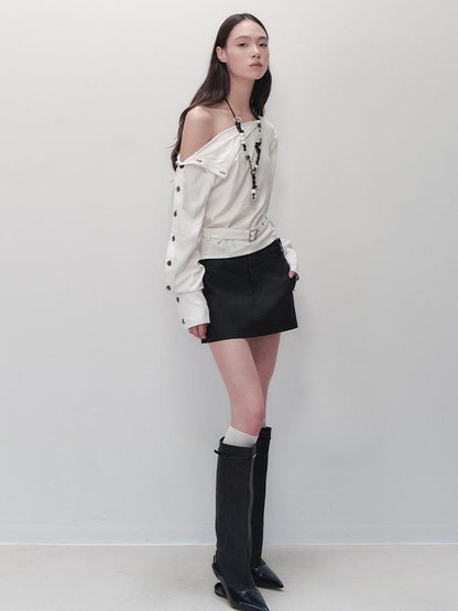 AnnoMundi Adjustable Belted Shirt With Convertible Cuffs