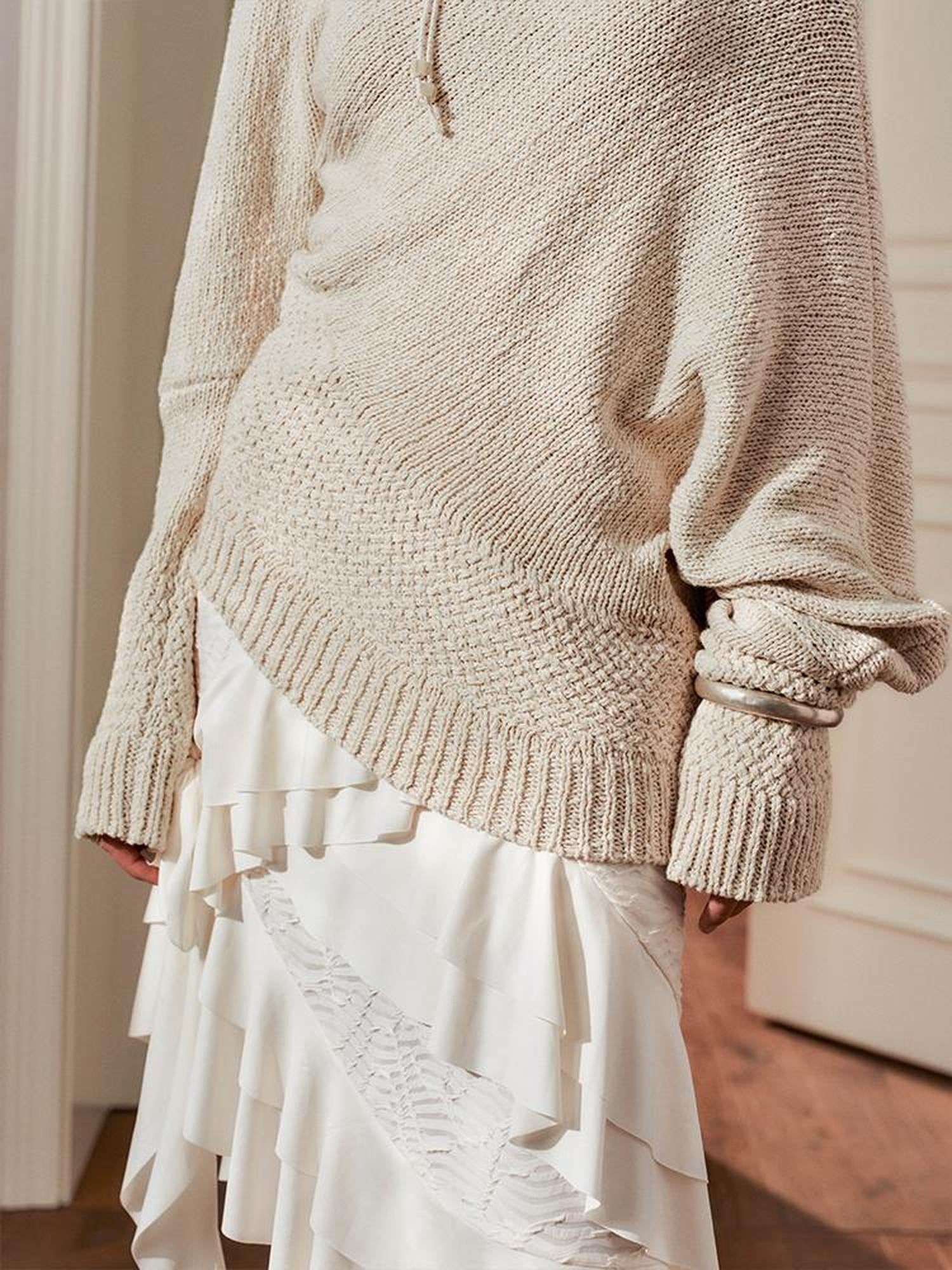 AnnoMundi Adjustable Off Shoulder Crochet Knit Top