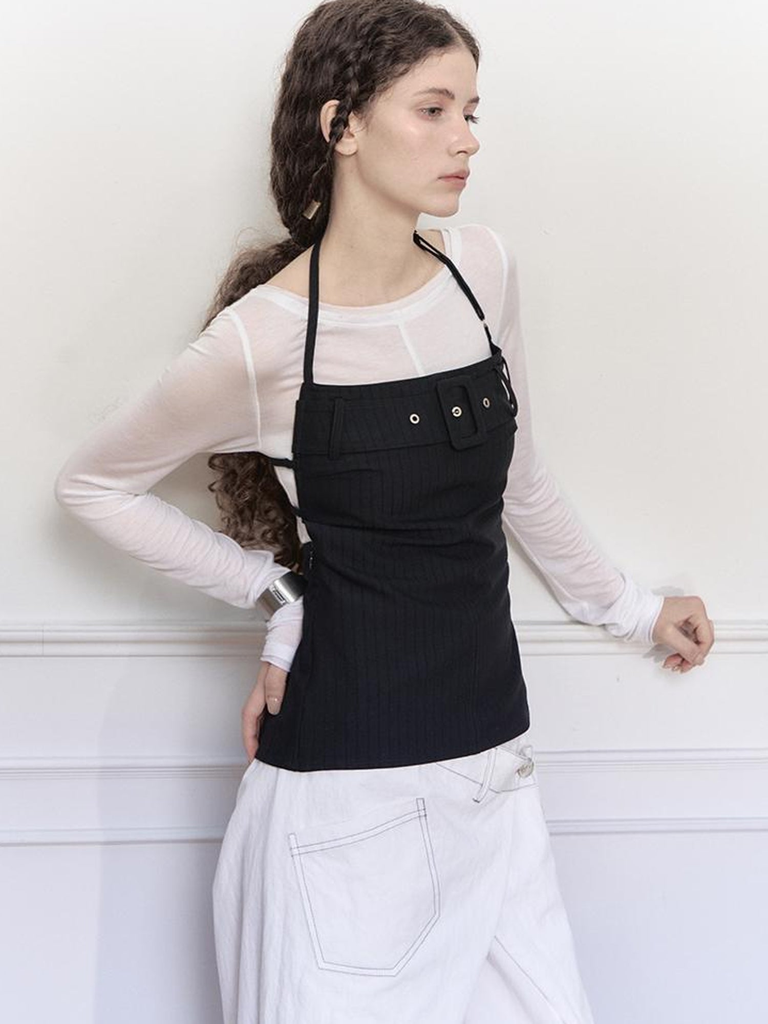 AnnoMundi Adjustable Strap Backless Cami Top With Ribbon Detail