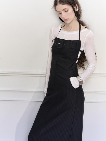 AnnoMundi Adjustable Strap Backless Slit Maxi Dress