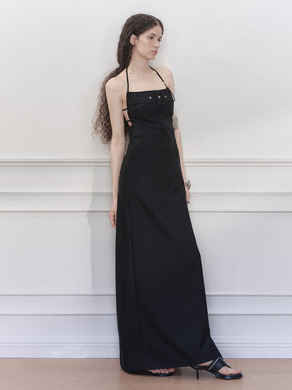 AnnoMundi Adjustable Strap Backless Slit Maxi Dress