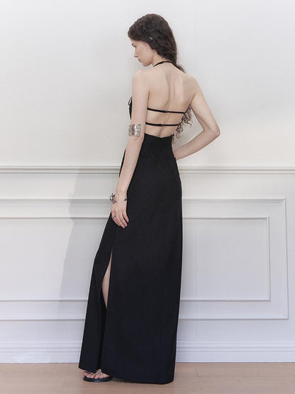 AnnoMundi Adjustable Strap Backless Slit Maxi Dress