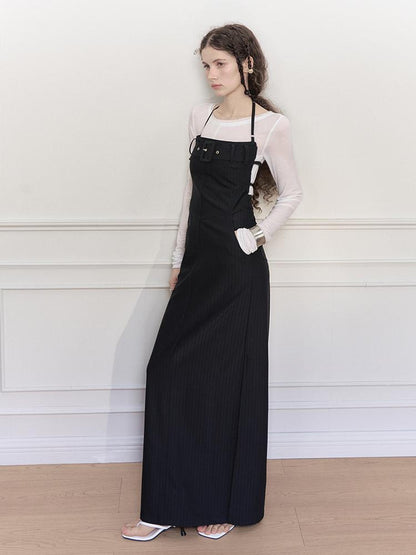 AnnoMundi Adjustable Strap Backless Slit Maxi Dress