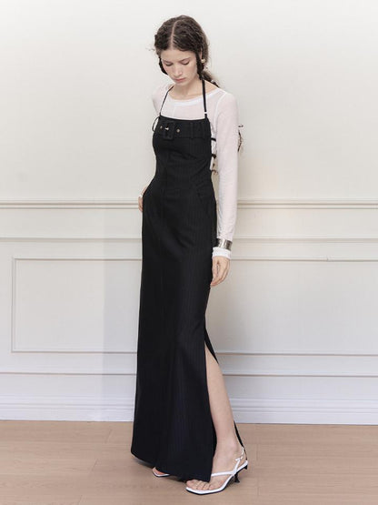 AnnoMundi Adjustable Strap Backless Slit Maxi Dress