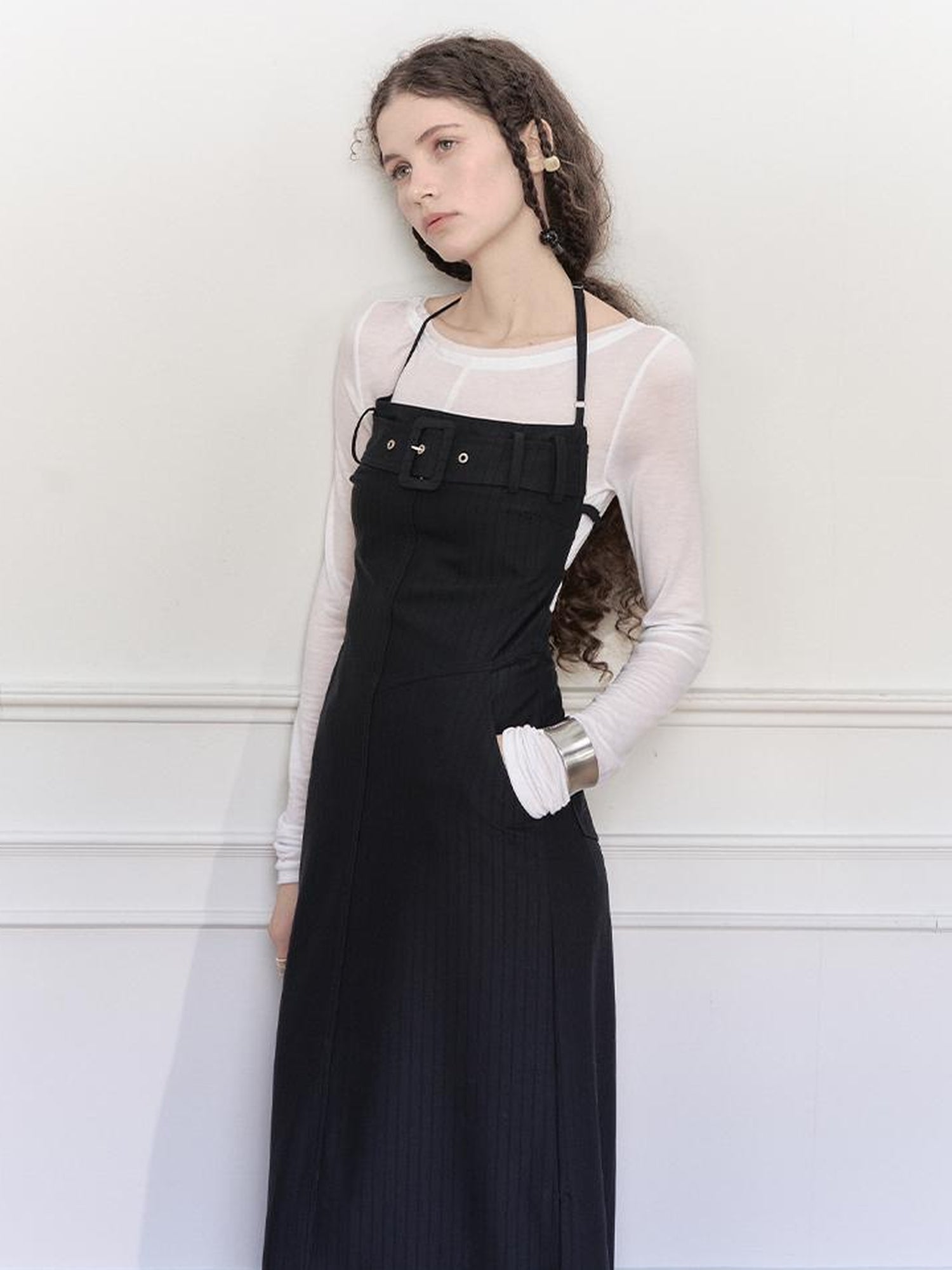 AnnoMundi Adjustable Strap Backless Slit Maxi Dress
