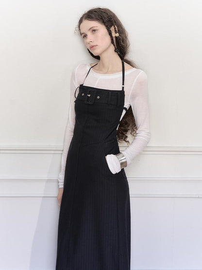 AnnoMundi Adjustable Strap Backless Slit Maxi Dress