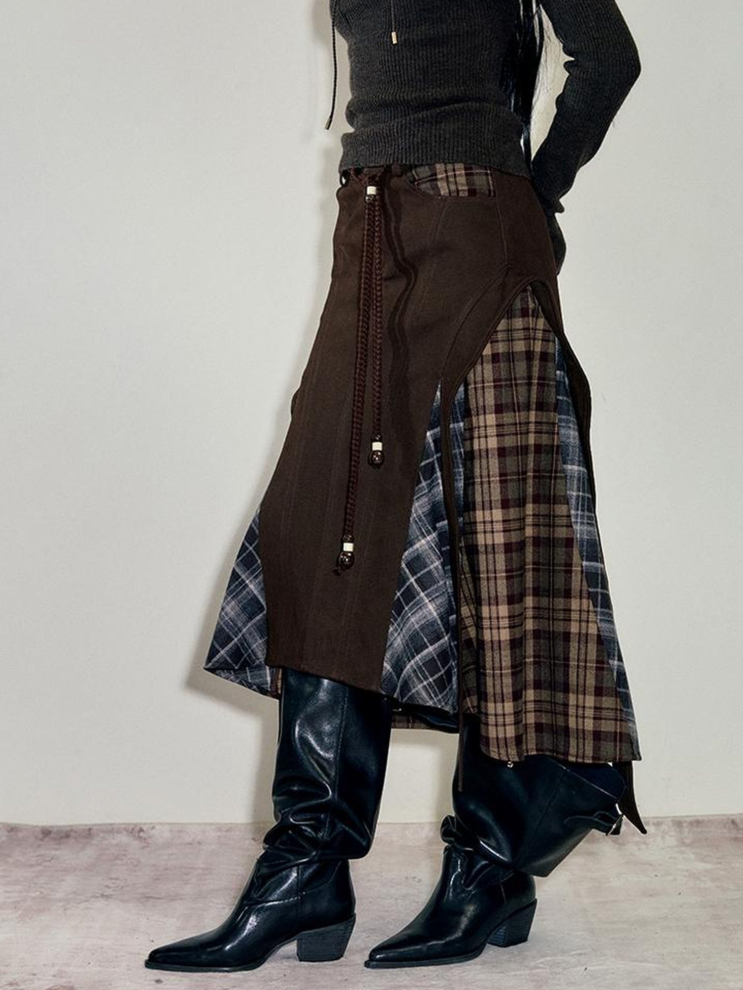 AnnoMundi Anni Albers Bauhaus Textured Patchwork Midi Skirt