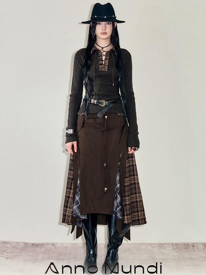 AnnoMundi Anni Albers Bauhaus Textured Patchwork Midi Skirt