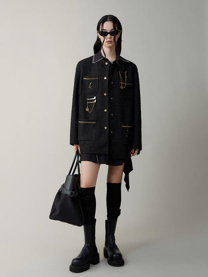 AnnoMundi Asymmetric Deconstructed Shirt Dress With Contrast Collar