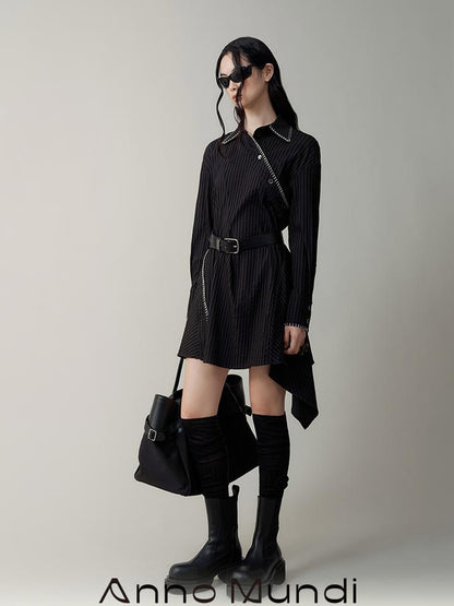 AnnoMundi Asymmetric Deconstructed Shirt Dress With Contrast Collar