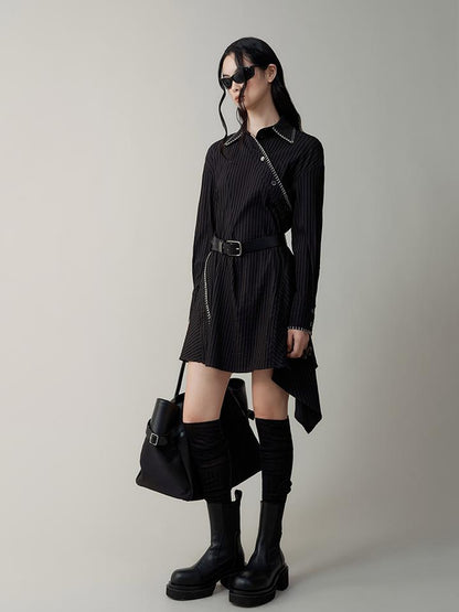 AnnoMundi Asymmetric Deconstructed Shirt Dress With Contrast Collar