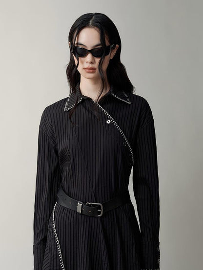 AnnoMundi Asymmetric Deconstructed Shirt Dress With Contrast Collar