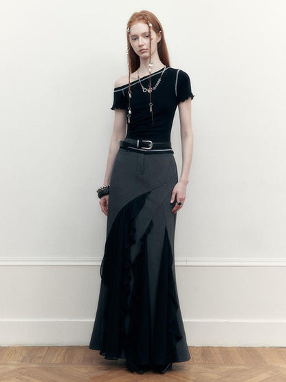AnnoMundi Asymmetric Floral Hem T Shirt