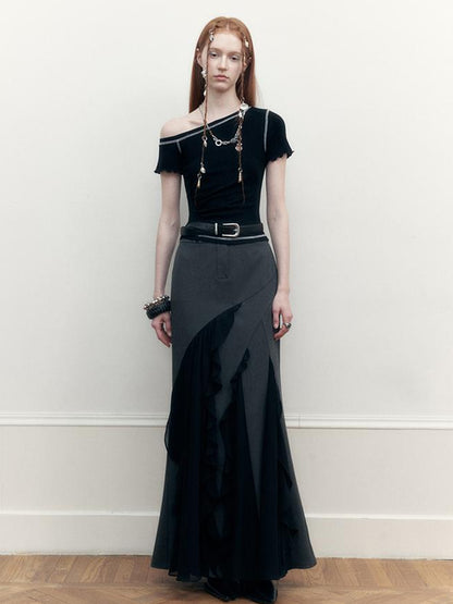 AnnoMundi Asymmetric Floral Hem T Shirt