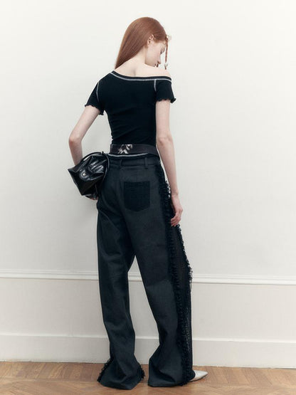 AnnoMundi Asymmetric Floral Hem T Shirt