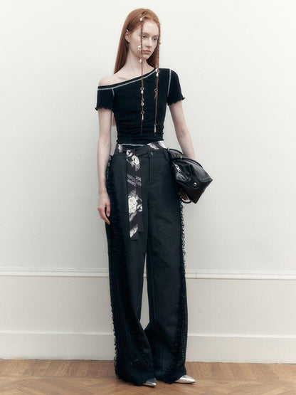 AnnoMundi Asymmetric Floral Hem T Shirt
