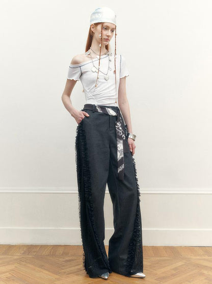 AnnoMundi Asymmetric Floral Hem T Shirt