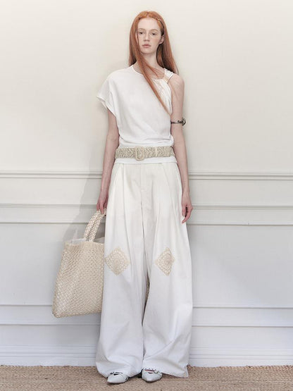AnnoMundi Asymmetric Knotted Crop Top With Cut Out Straps