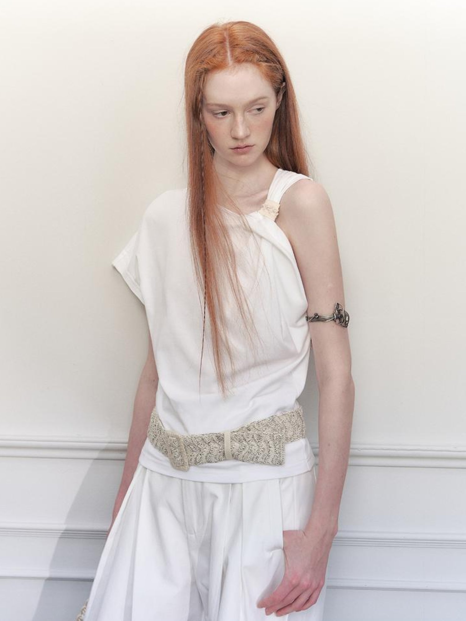 AnnoMundi Asymmetric Knotted Crop Top With Cut Out Straps