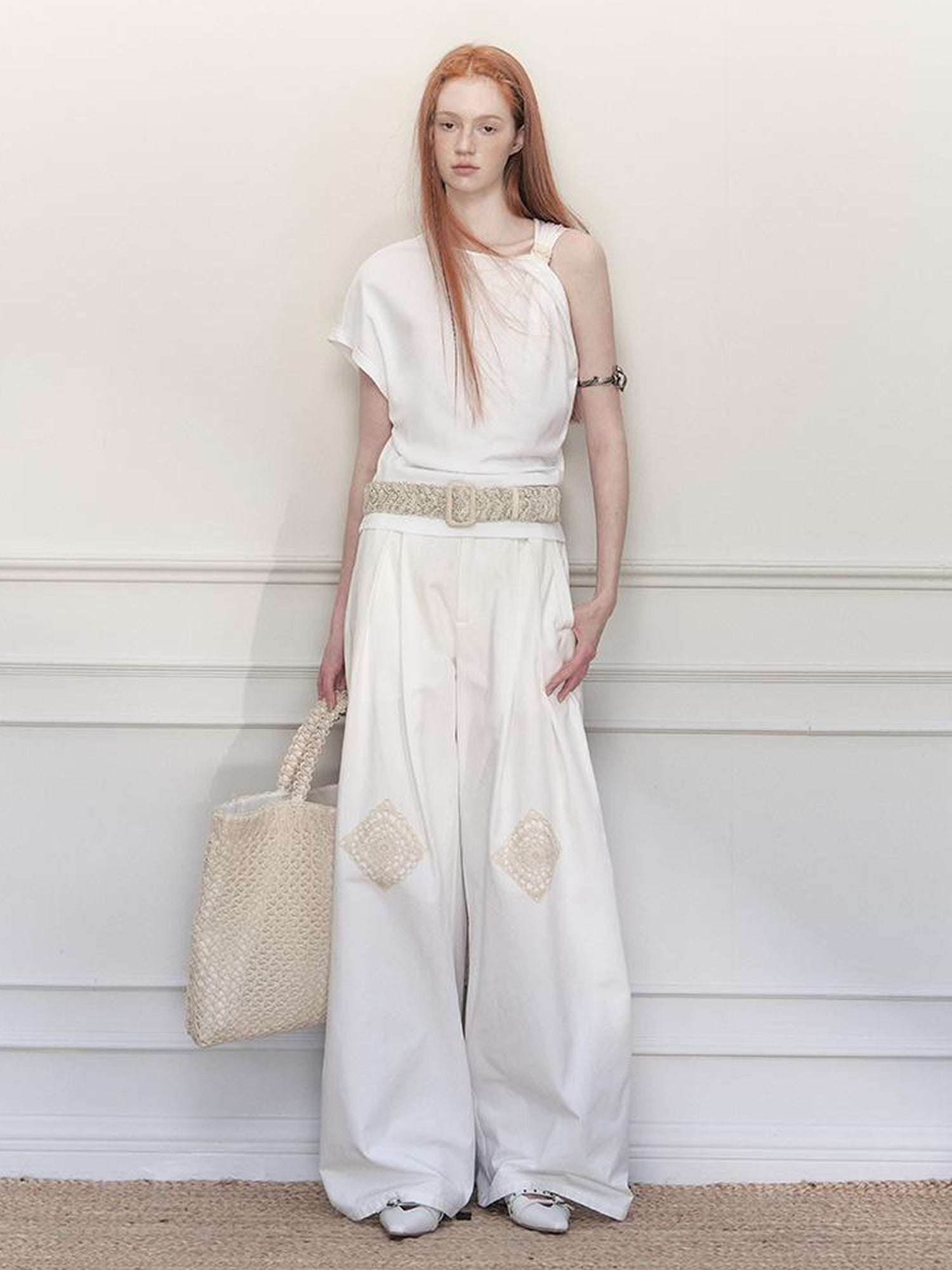 AnnoMundi Asymmetric Knotted Crop Top With Cut Out Straps