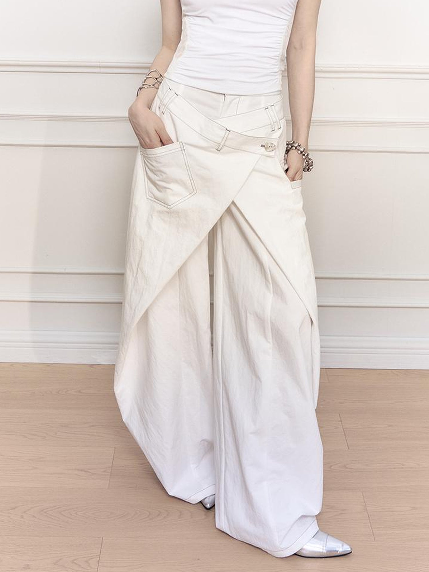 AnnoMundi Asymmetric Layered Wide Leg Pants