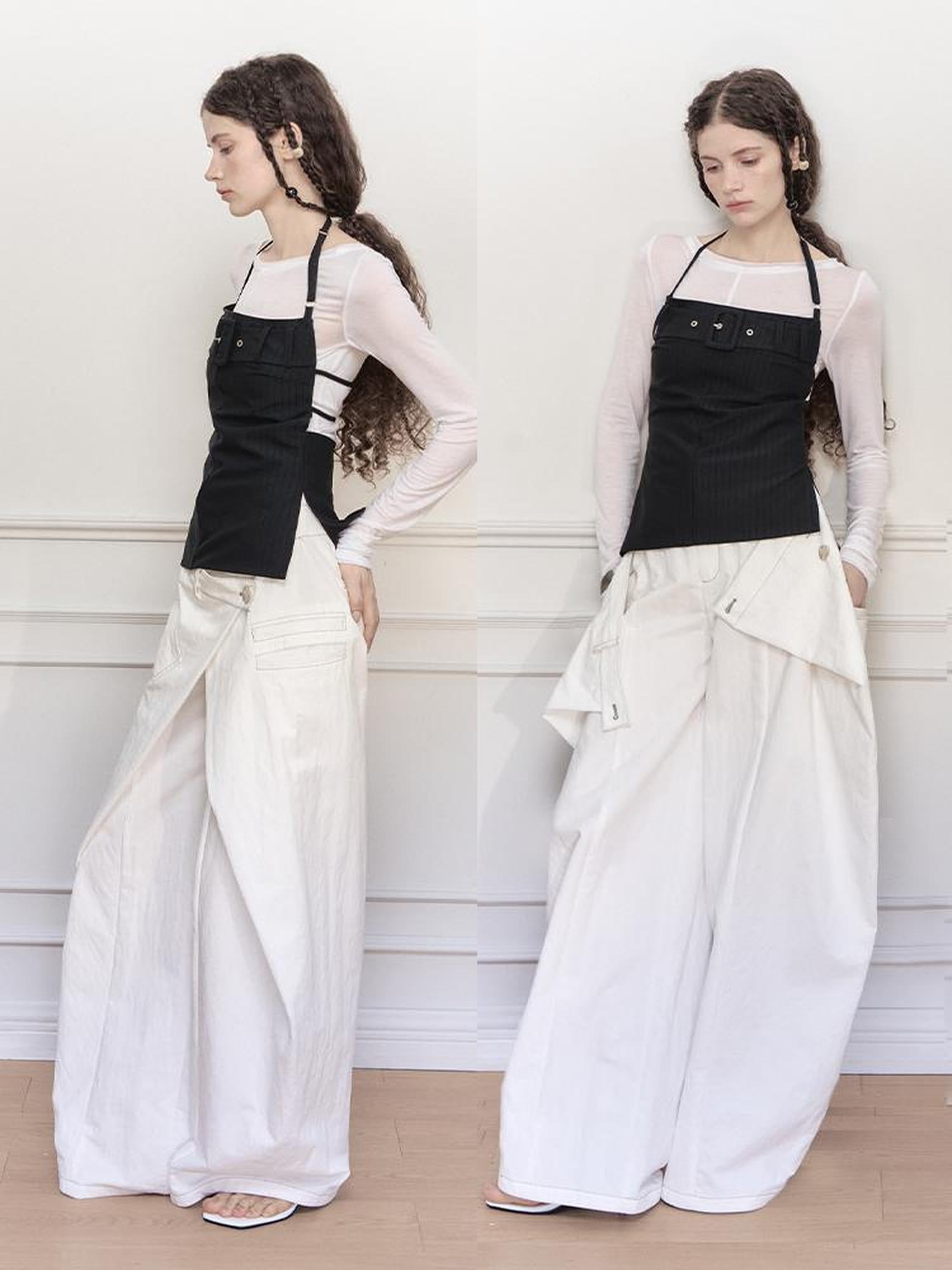 AnnoMundi Asymmetric Layered Wide Leg Pants