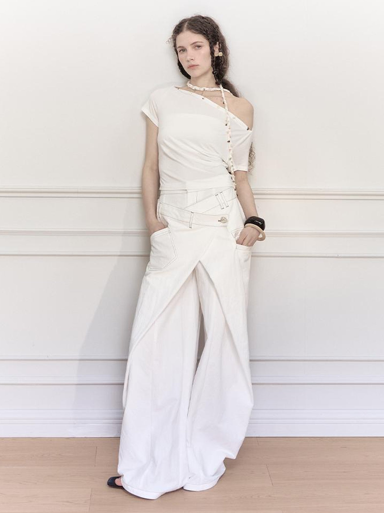 AnnoMundi Asymmetric Layered Wide Leg Pants