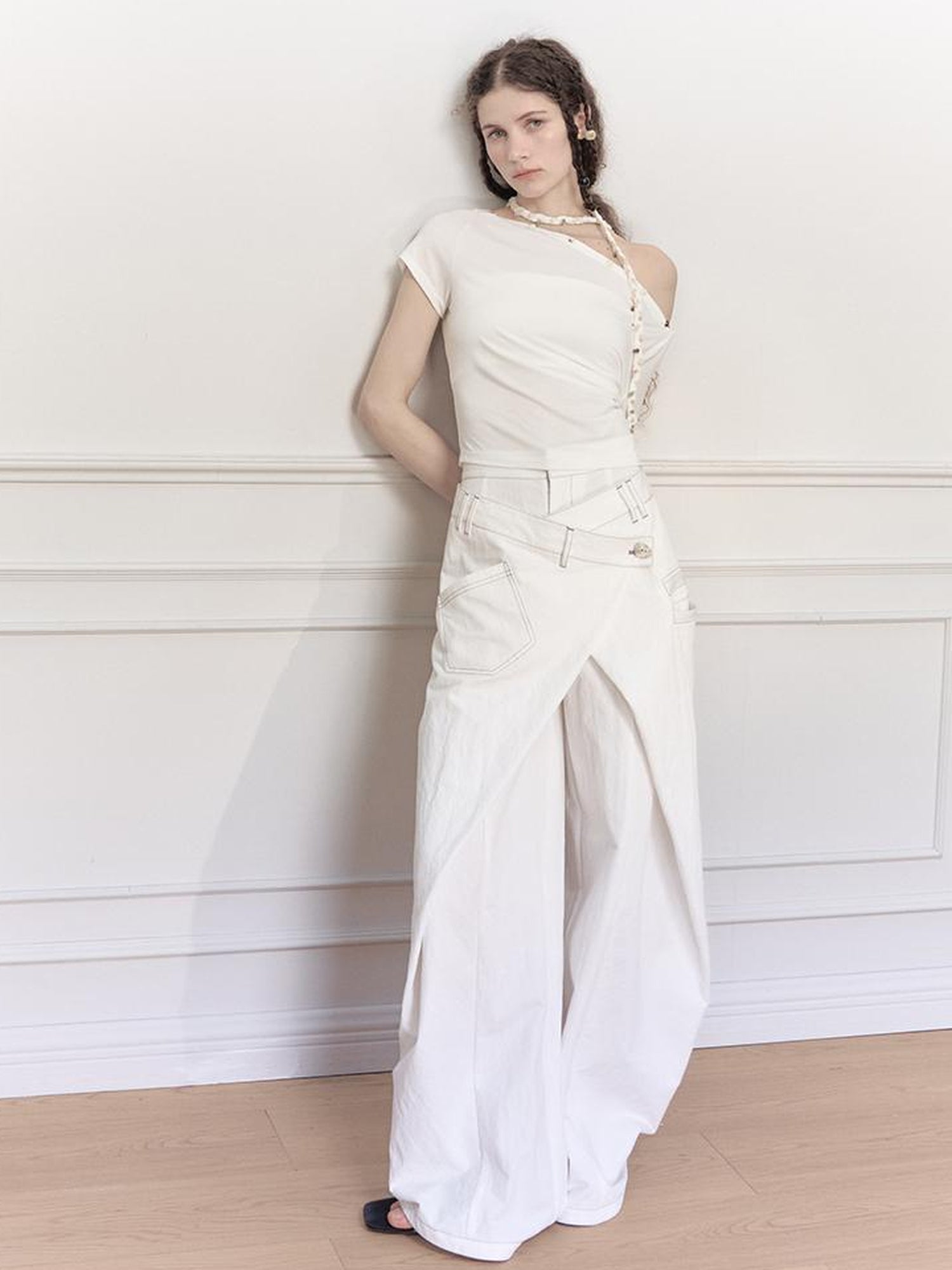 AnnoMundi Asymmetric Layered Wide Leg Pants