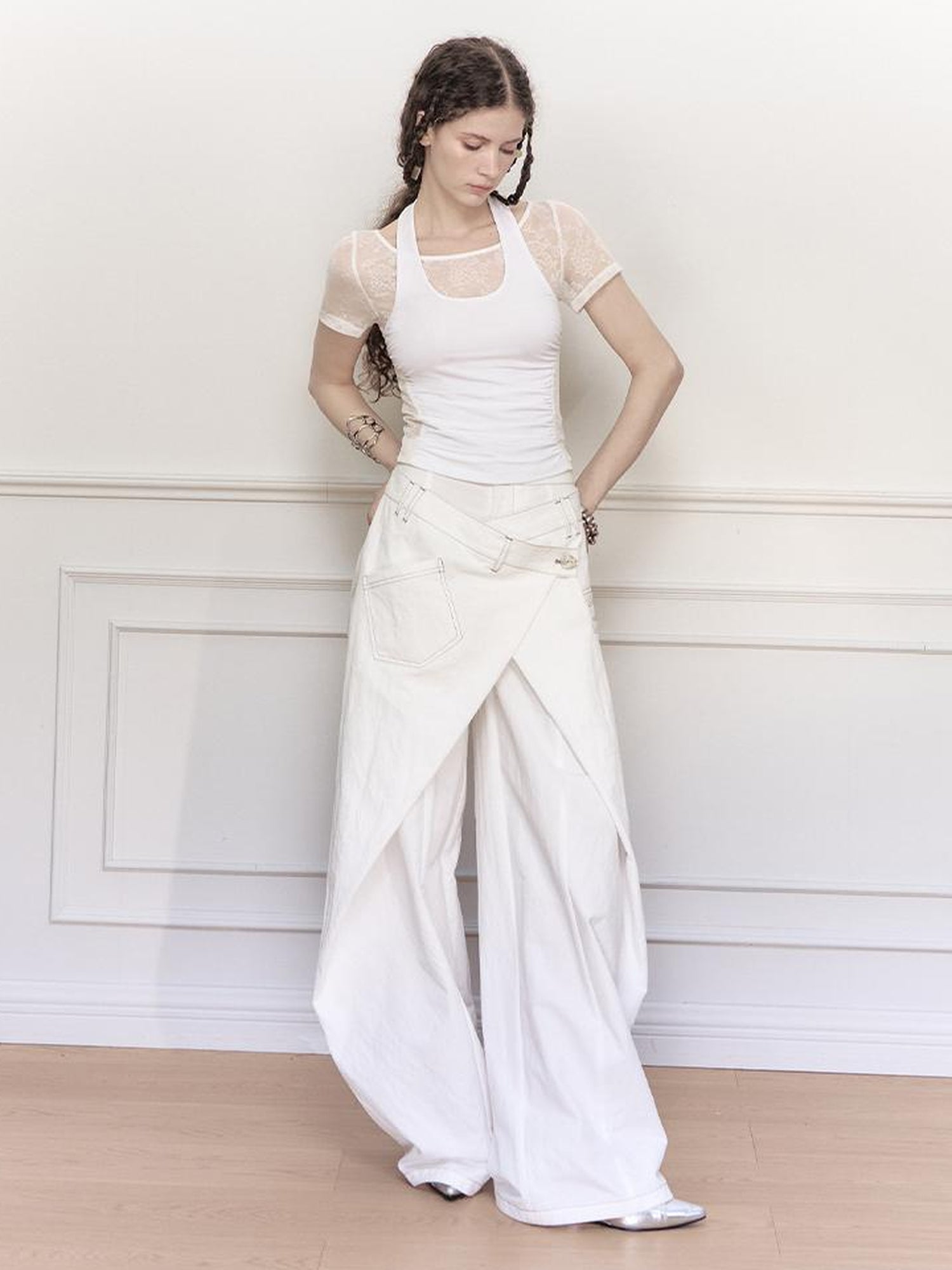 AnnoMundi Asymmetric Layered Wide Leg Pants