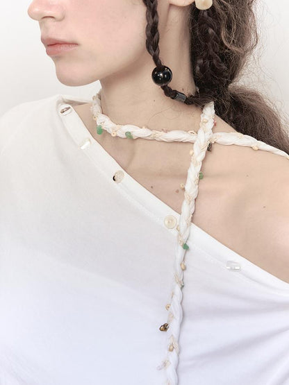 Modal-Stricktop mit asymmetrischer Schulterpartie 