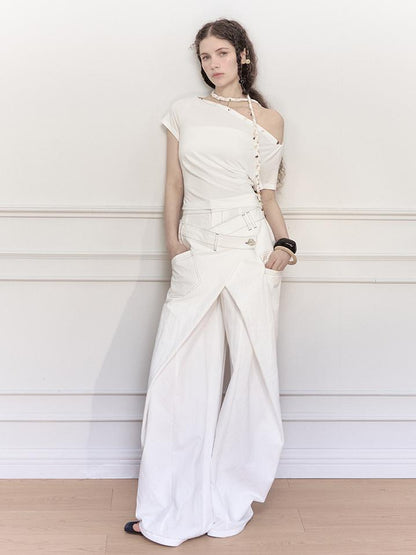 AnnoMundi Asymmetric Shoulder Modal Knit Top