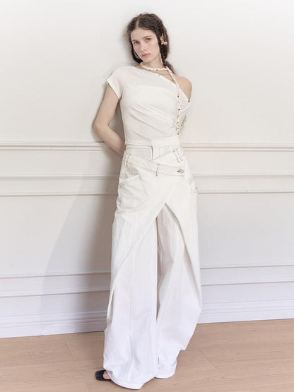 AnnoMundi Asymmetric Shoulder Modal Knit Top
