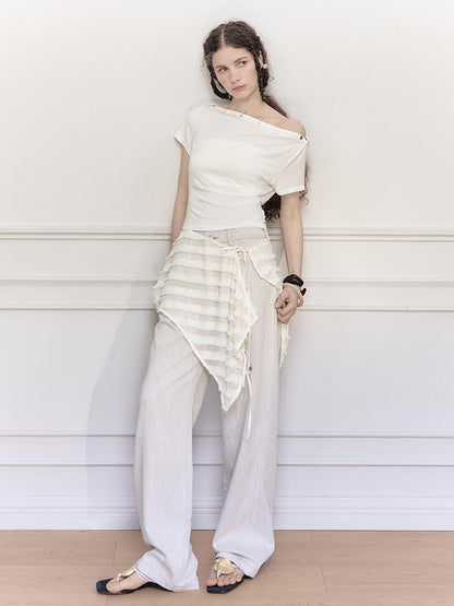 AnnoMundi Asymmetric Shoulder Modal Knit Top
