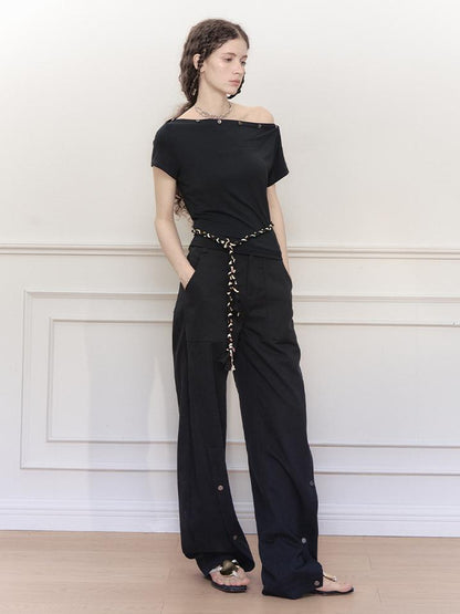 AnnoMundi Asymmetric Shoulder Modal Knit Top