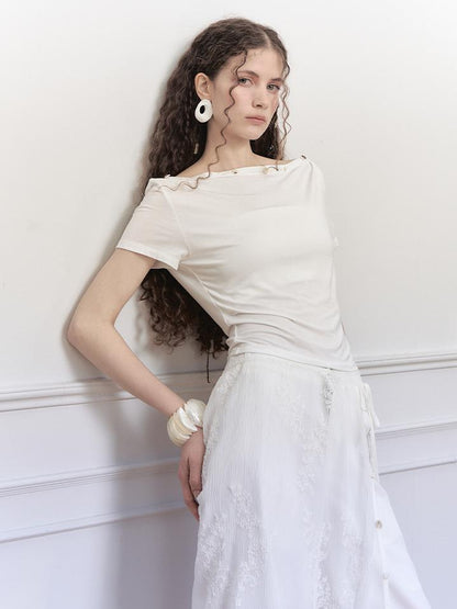 AnnoMundi Asymmetric Shoulder Modal Knit Top
