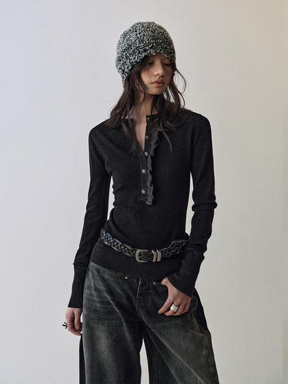 AnnoMundi Asymmetrical Ruffle Hem Knit Top