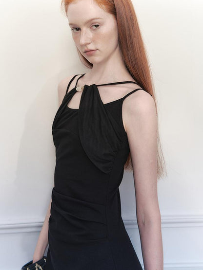 AnnoMundi Asymmetrical Slit Chiffon Maxi Dress