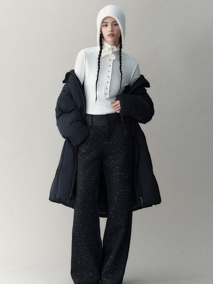 AnnoMundi Athflow Long Quilted Nylon Down Coat With Handcrafted Knot