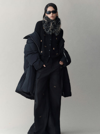 AnnoMundi Athflow Long Quilted Nylon Down Coat With Handcrafted Knot