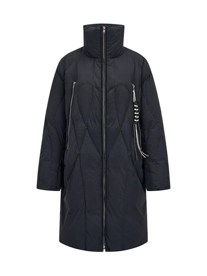 AnnoMundi Athflow Long Quilted Nylon Down Coat With Handcrafted Knot