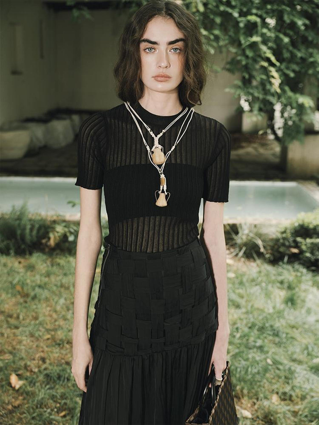 AnnoMundi Bamboo Woven Pendant Necklace