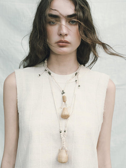AnnoMundi Bamboo Woven Pendant Necklace