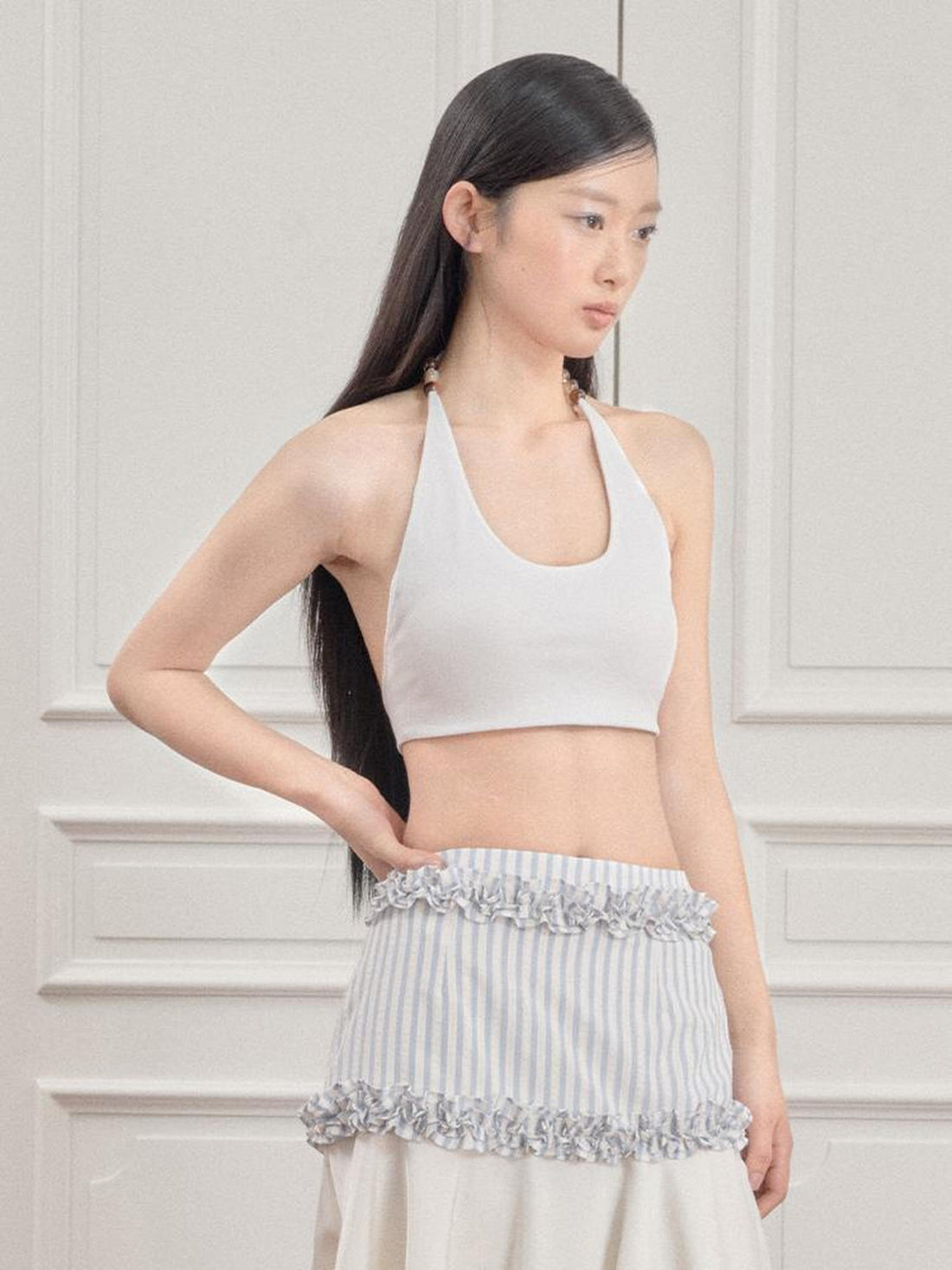AnnoMundi Beaded Halter Neck Crop Top