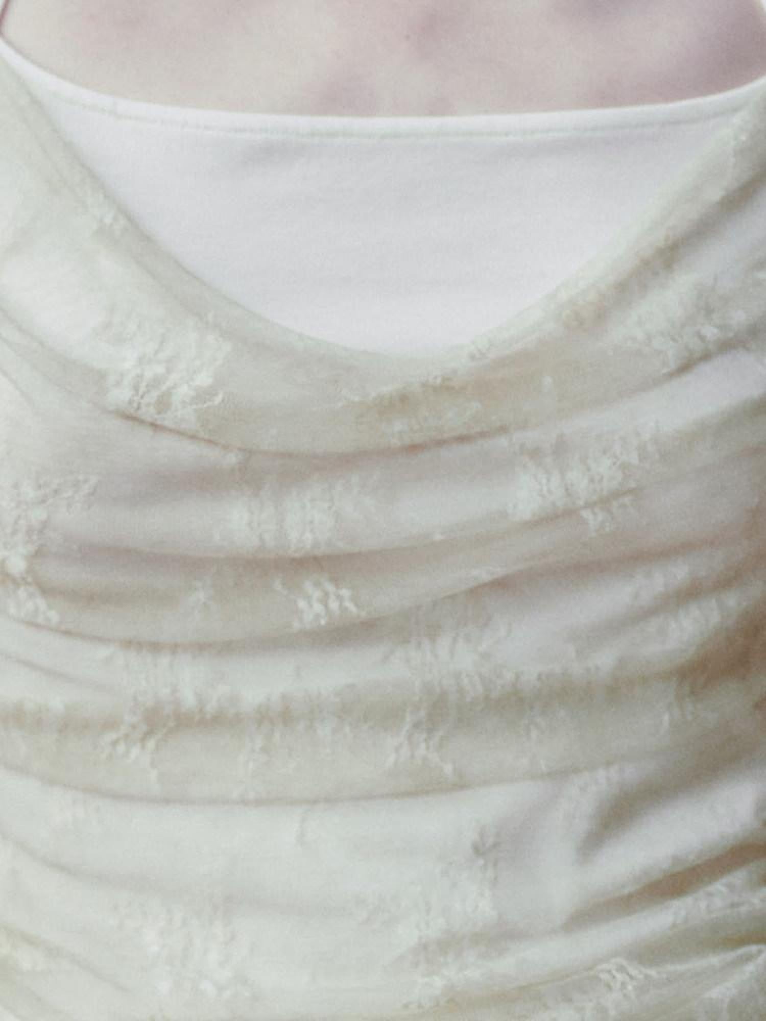 AnnoMundi Beige Layered Jacquard Lace Waist Cinching Bandeau Women&