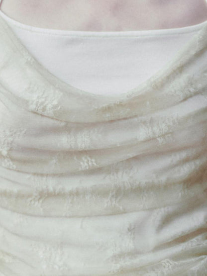 AnnoMundi Beige Layered Jacquard Lace Waist Cinching Bandeau Women&