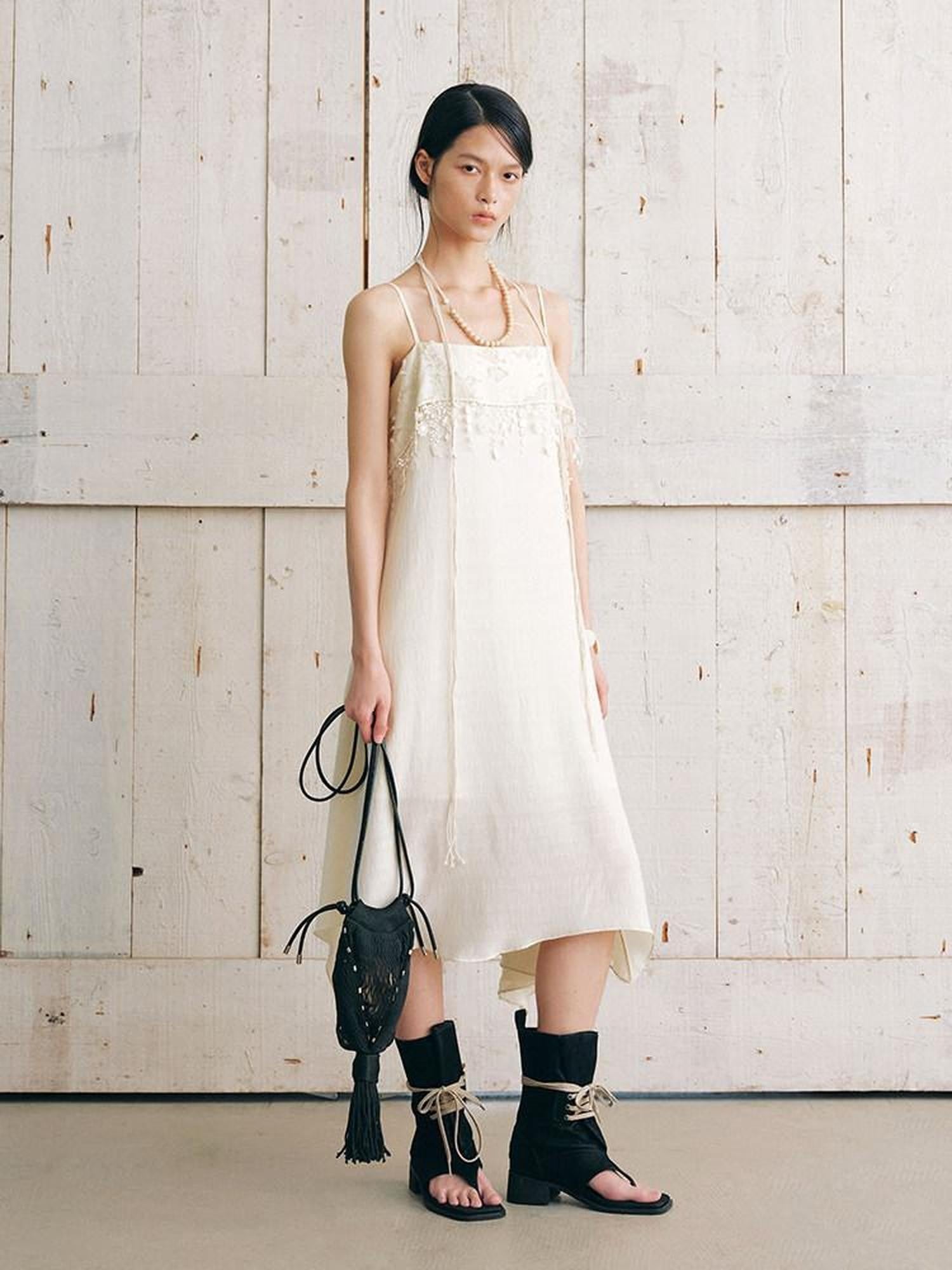 AnnoMundi Beige Layered Ruffle Textured Women&