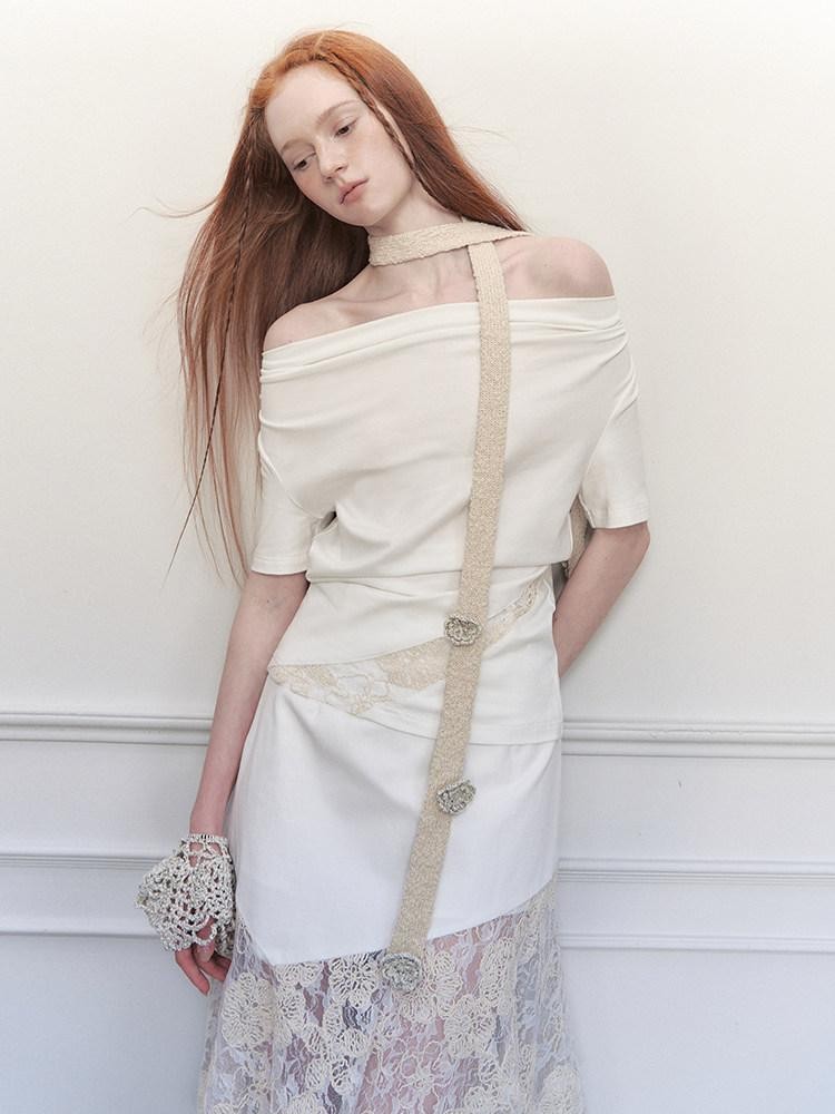 AnnoMundi Ceintures en coton beige romantiques, tissées à la main au crochet, style bohème ethnique, pour femmes