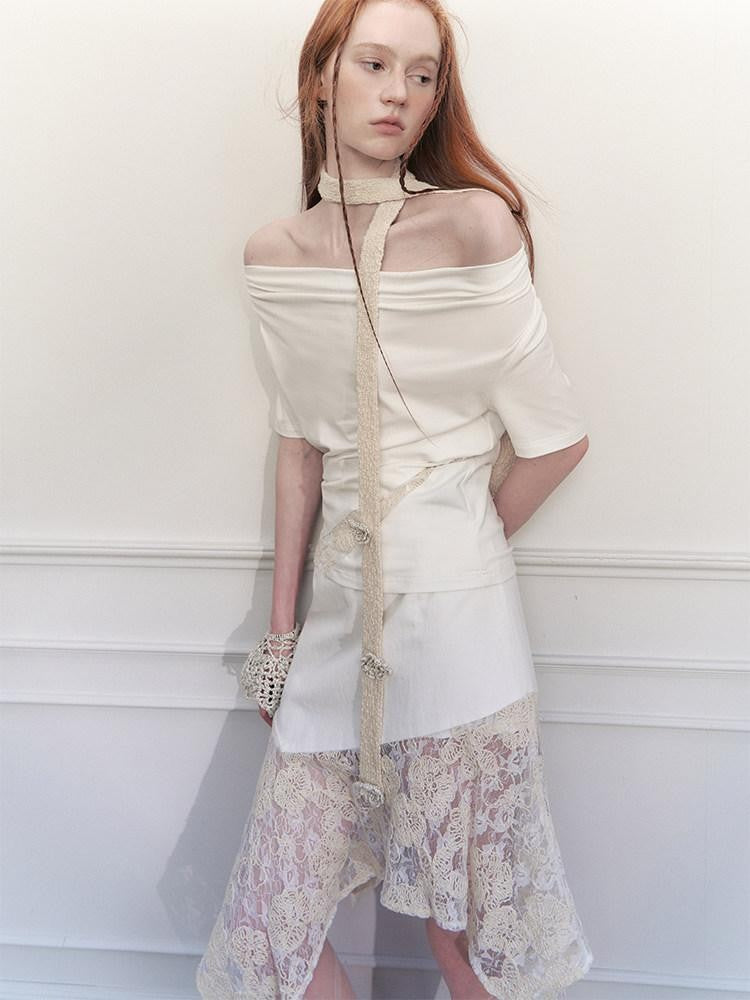 AnnoMundi Ceintures en coton beige romantiques, tissées à la main au crochet, style bohème ethnique, pour femmes