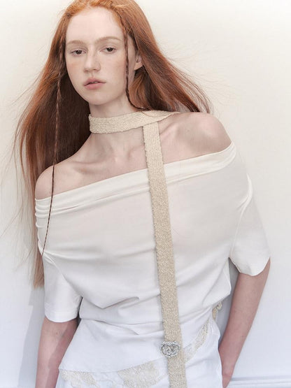 AnnoMundi Ceintures en coton beige romantiques, tissées à la main au crochet, style bohème ethnique, pour femmes